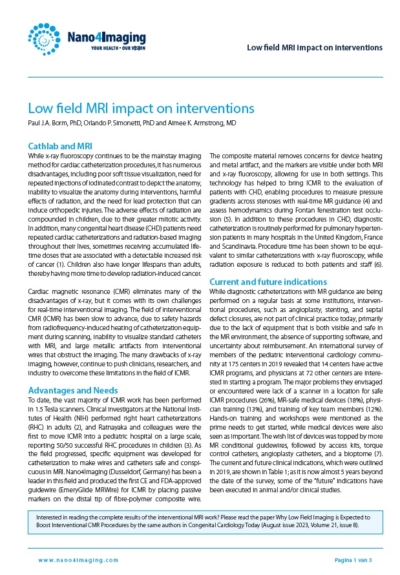 Low field MRI impact on interventions