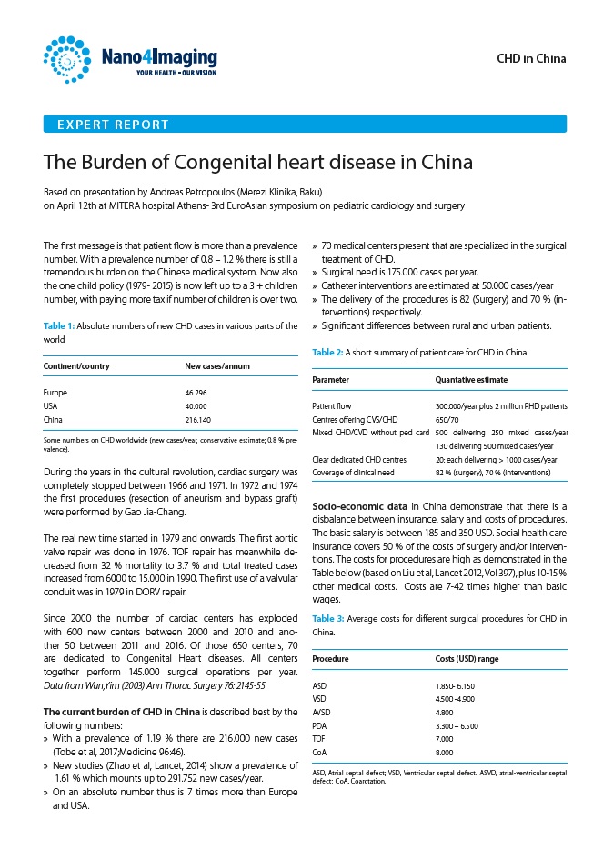 expert report burden CHD China